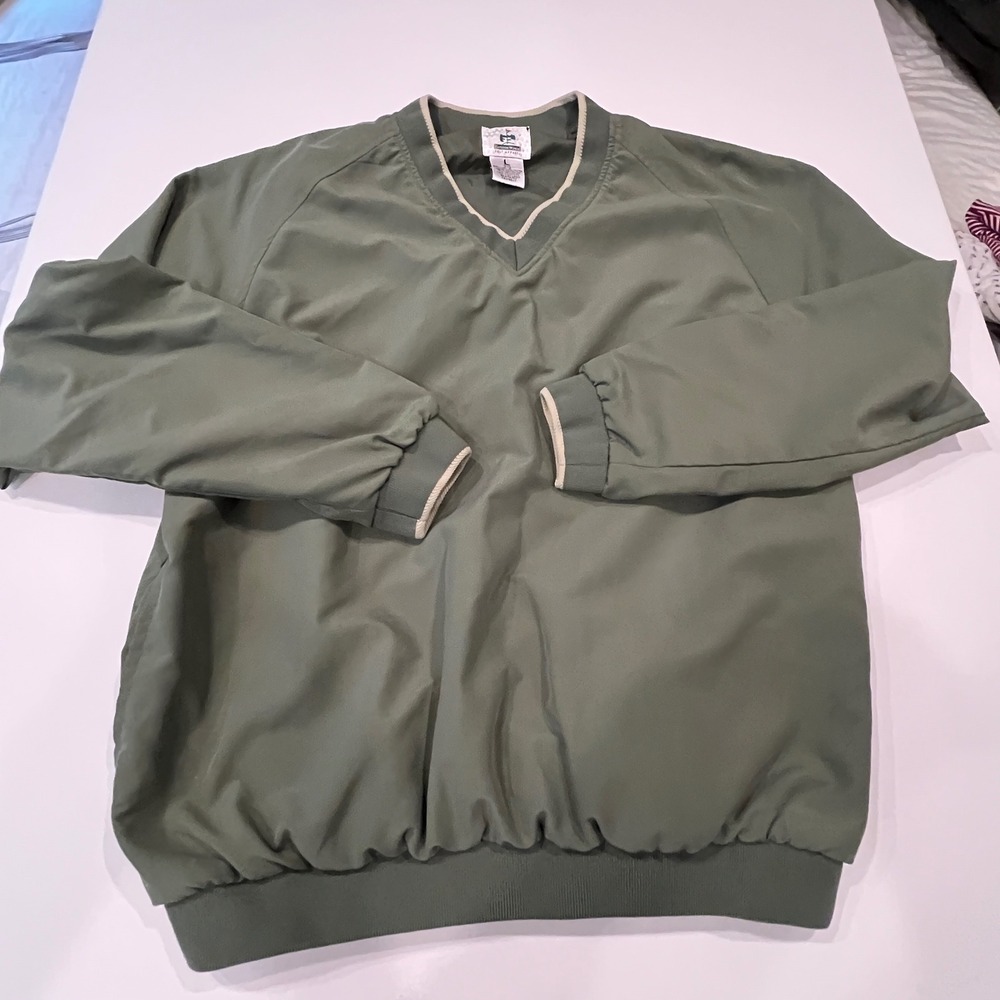 Outer Banks Golf Large Sage‎ Green Windbreaker Pullover Retro Country Club